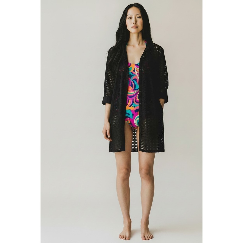 Dizzy Lizzie Bathing Suit Cover up Black Size Small